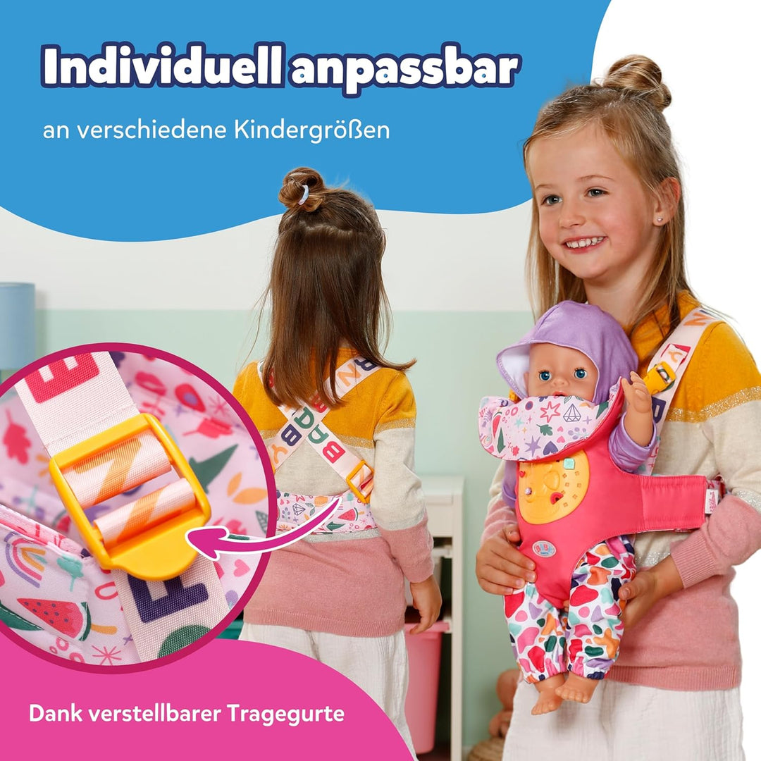 BABY born Babytrage Pin-Play für Puppen - Inkl. verstellbarem Gurtsystem für verschiedene Kindergrös