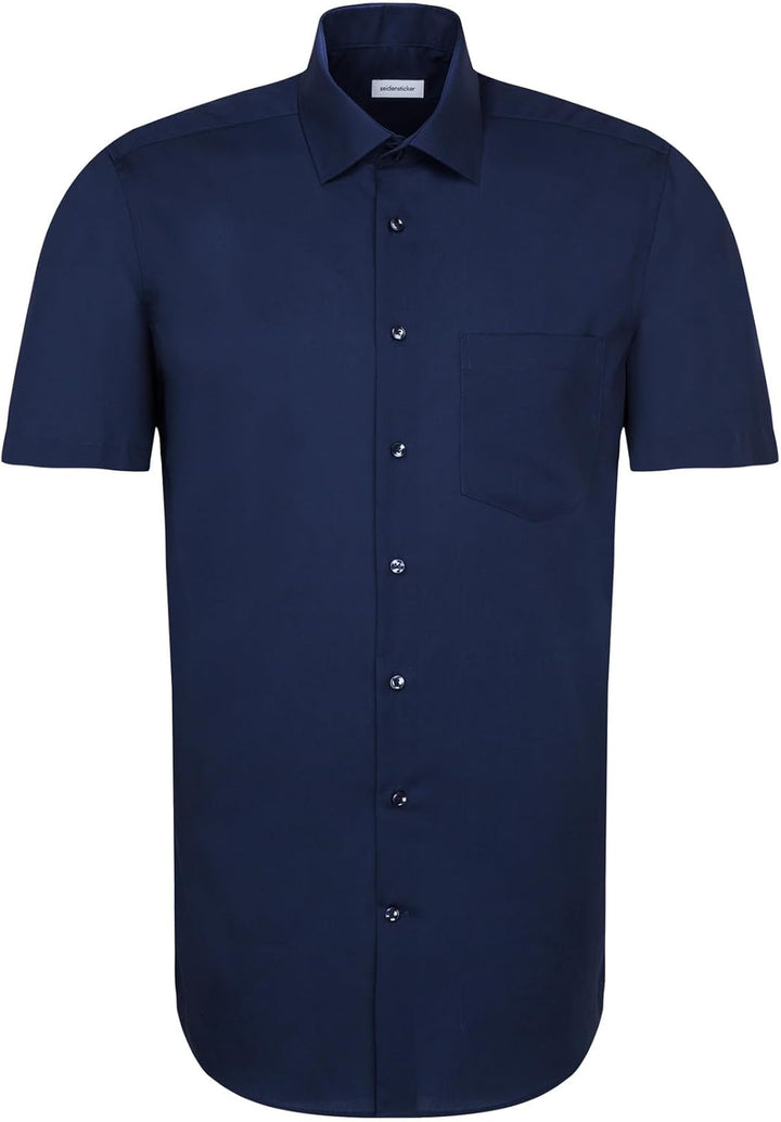 Seidensticker Herren Men Regular Shortsleeve Businesshemd 38 Dunkelblau(001001), 38 Dunkelblau(00100