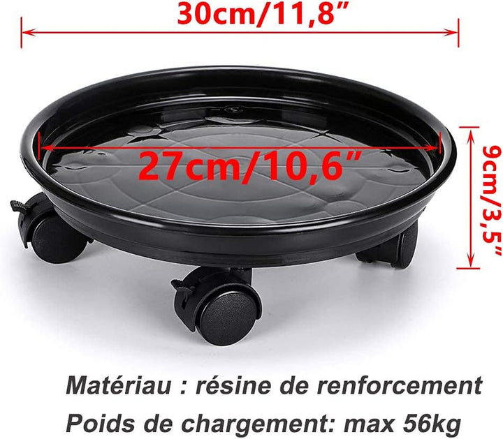 Skelang 3 Stück Blumentopfhalter mit Rädern, 30 cm, rollender Pflanzenständer, Pflanzenständer mit R