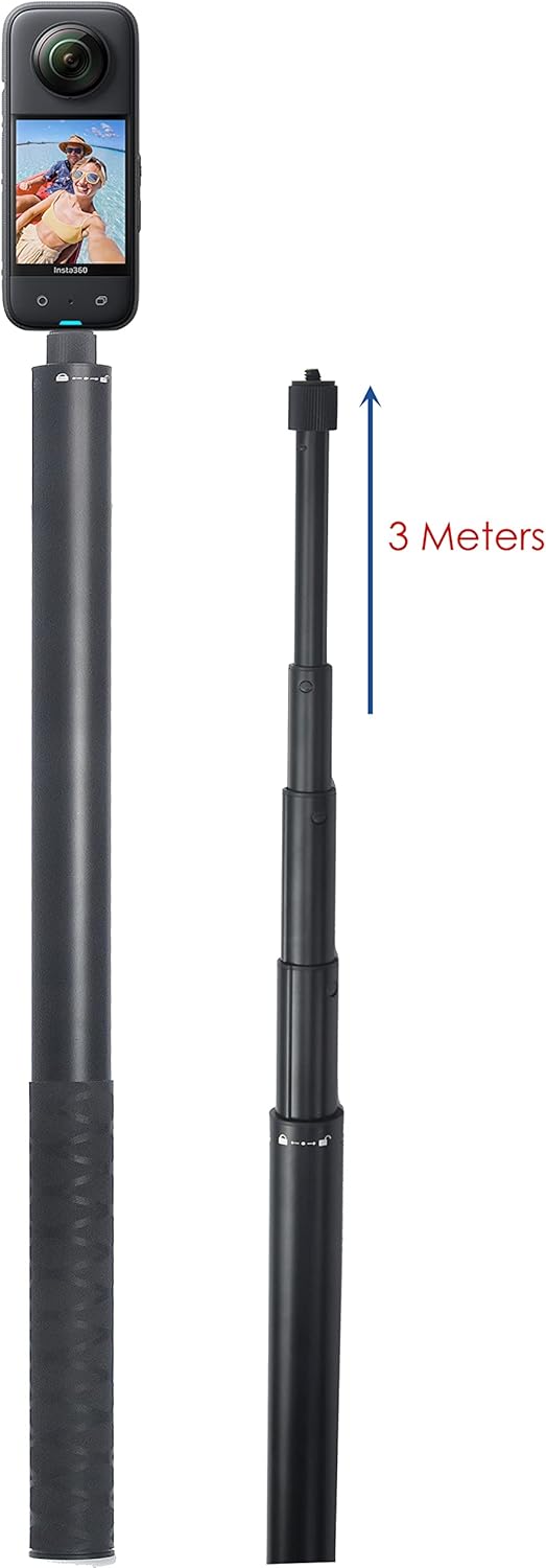 Fotoleey Invisible Selfie Stick 300 cm für Insta360 X3, One RS, 1-Zoll 360, GoPro