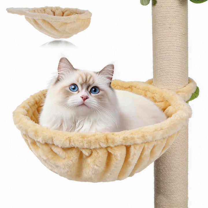 Flauschiges Katzennestbett Ersatz für Katzenkratzbaum – Hängbare Katzenhängematte mit Stahlring (Bei