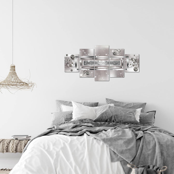 Runa Art Wandbilder Abstrakt 5 Teilig Bild auf Vlies Leinwand Deko Wohnzimmer Schlafzimmer Diamant G
