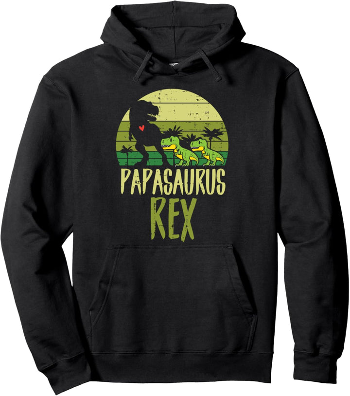 Papasaurus Trex Funny Fathers Day Dinosaur Dad Daddy Men Pullover Hoodie