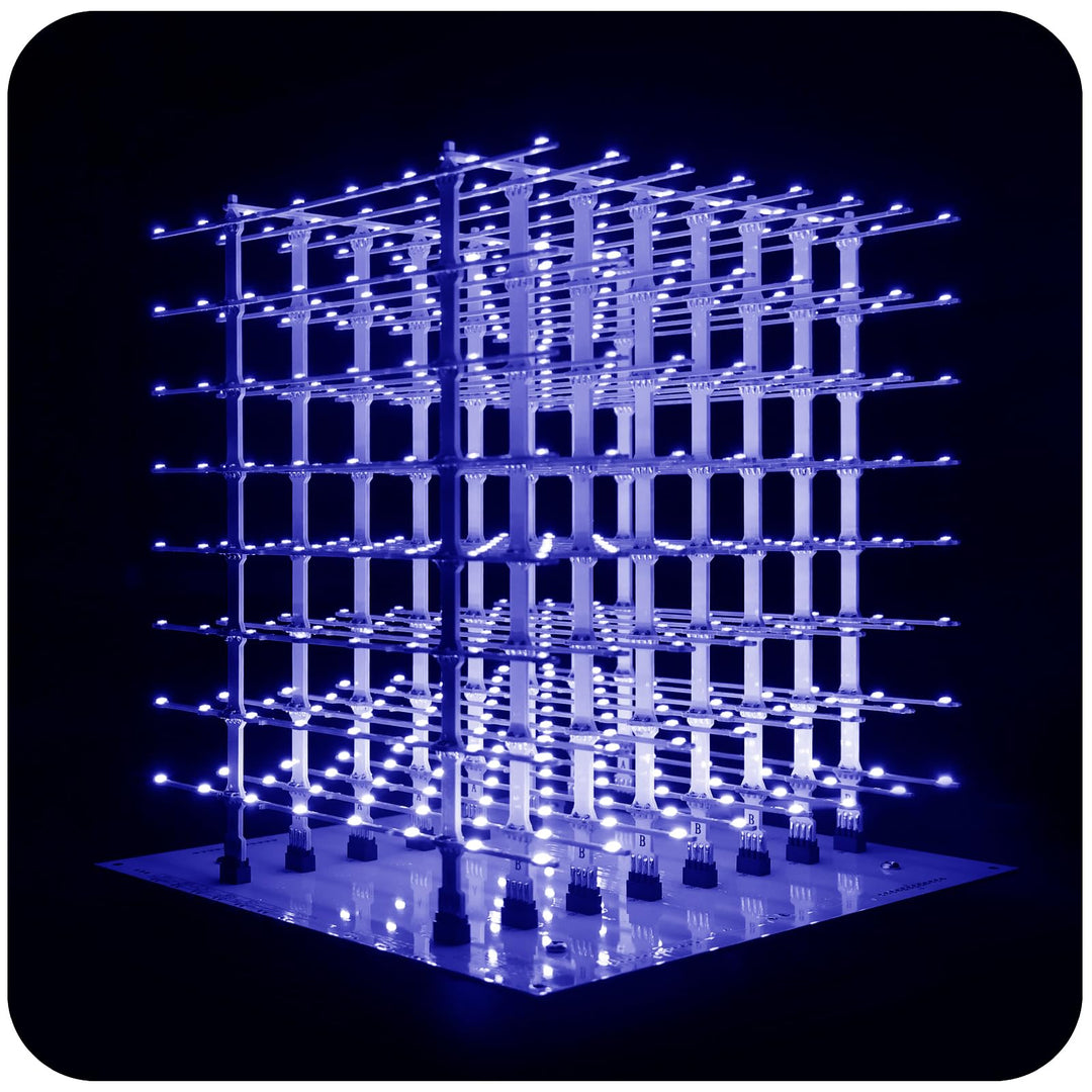 3D8P-Blue 3D-LED-Würfel-Set, LED Cube Bausatz DIY Kit LED Licht Cube DIY Elektronik 8x8x8 Wuerfel Ba