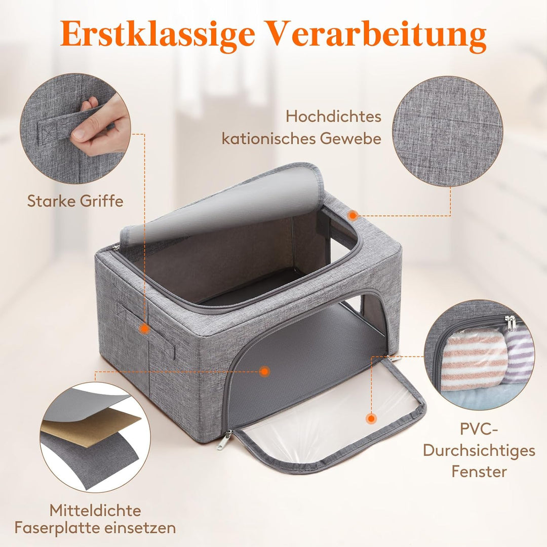 Lifewit 25L Aufbewahrungsbox mit Deckel, Kleidung Aufbewahrung, Faltbare Kleideraufbewahrung mit Met