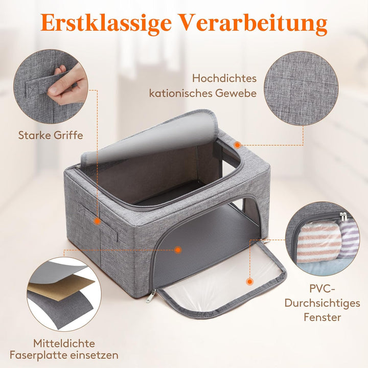 Lifewit 25L Aufbewahrungsbox mit Deckel, Kleidung Aufbewahrung, Faltbare Kleideraufbewahrung mit Met