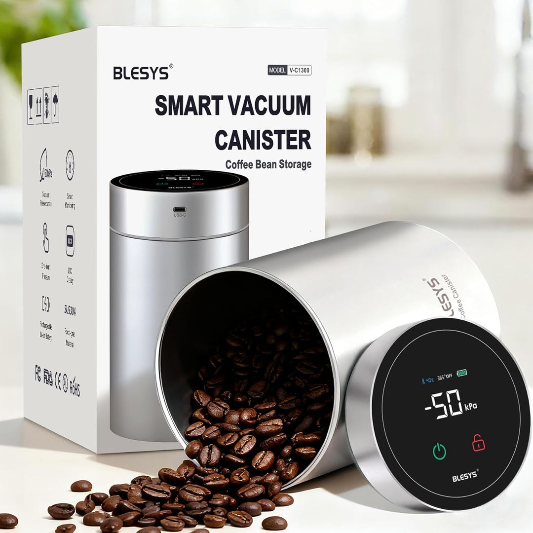 BLESYS Smarter Kaffee Vakuumbehälter Luftdichter, automatischer Lebensmittelbehälter aus Edelstahl m