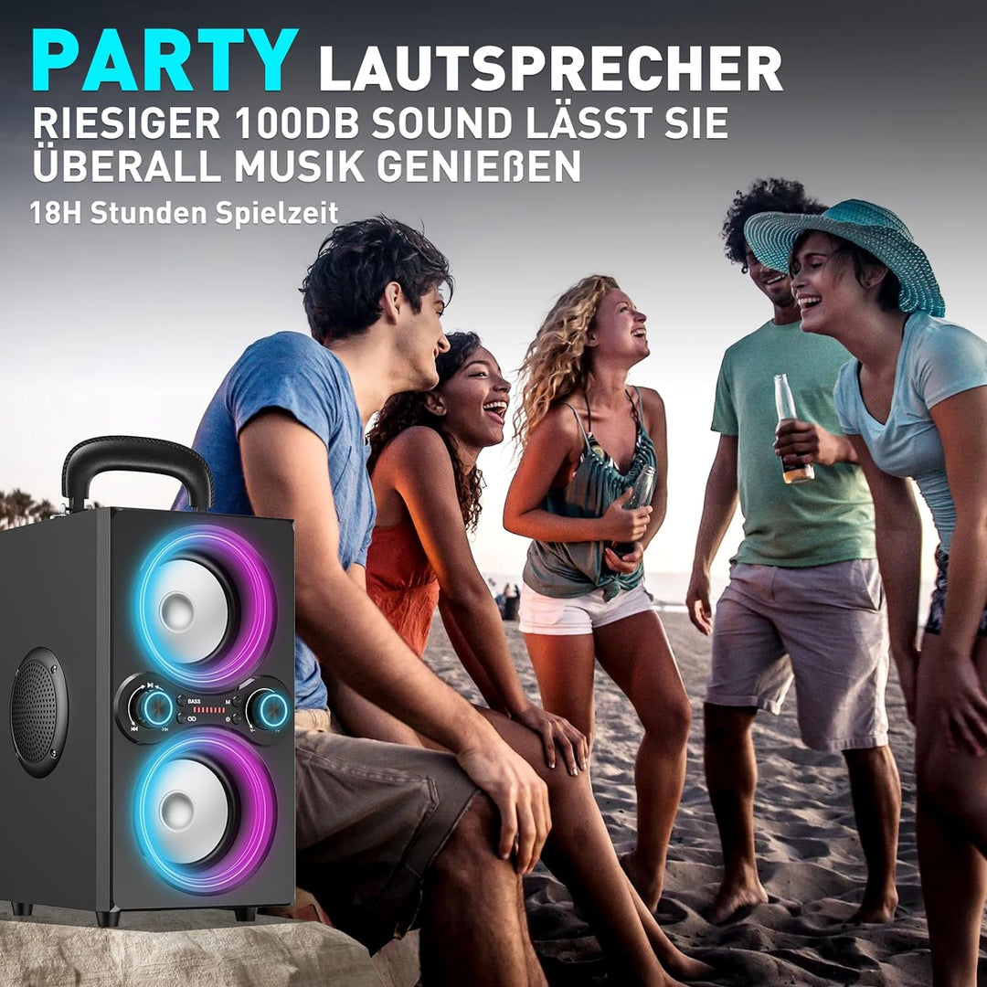 TPBEAT Bluetooth Lautsprecher, 80W Wireless Bluetooth Box Musikbox Gross, Bass Boost, with Licht, 10