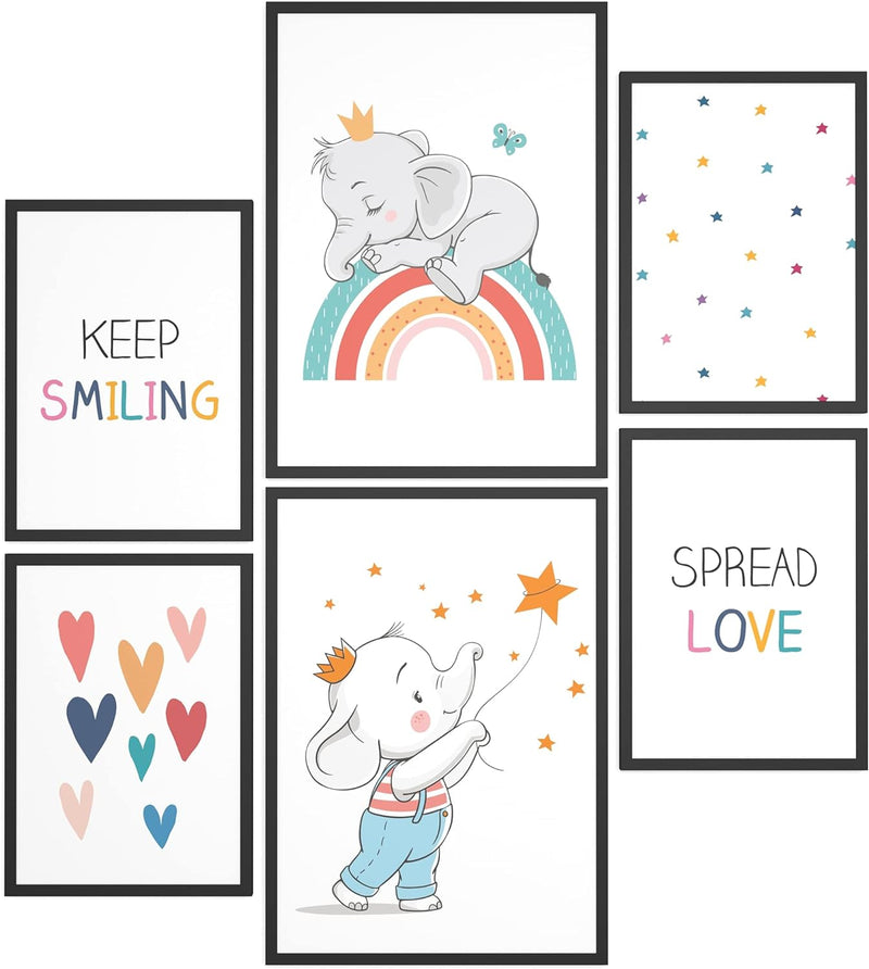 Papierschmiede® Bilder Kinderzimmer Kids Mood Poster Set Baby Elefant, Kinderzimmer Bilder Babyzimme