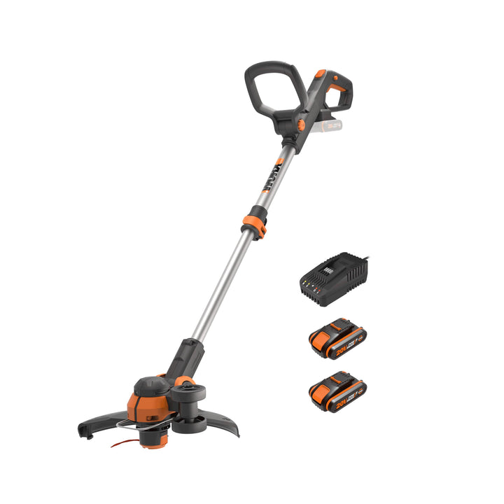WORX 18V(20V MAX) Akku Rasentrimmer WG163E.3, 2-in-1 rasenkantenschneider mit 90° drehbarer Trimmerk