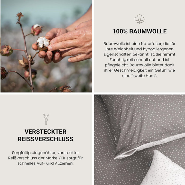 Schiesser Bettwäsche Renforcé,Pure Elegance', Farbe:grau-weiss geblümt, Grösse:135 cm x 200 cm