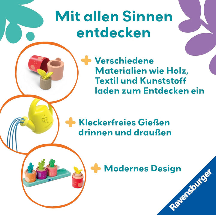 Ravensburger 12034063 Play+ Puzzle- & Spiel-Set: Meine kleinen Pflanzen, Kinderpuzzle, Pretend Play
