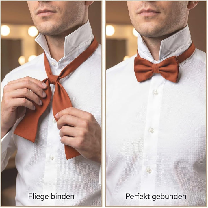 TigerTie Herren Selbstbinder Satin Fliege + Aufbewahrungsbox Orange Leuchtorange, Orange Leuchtorang