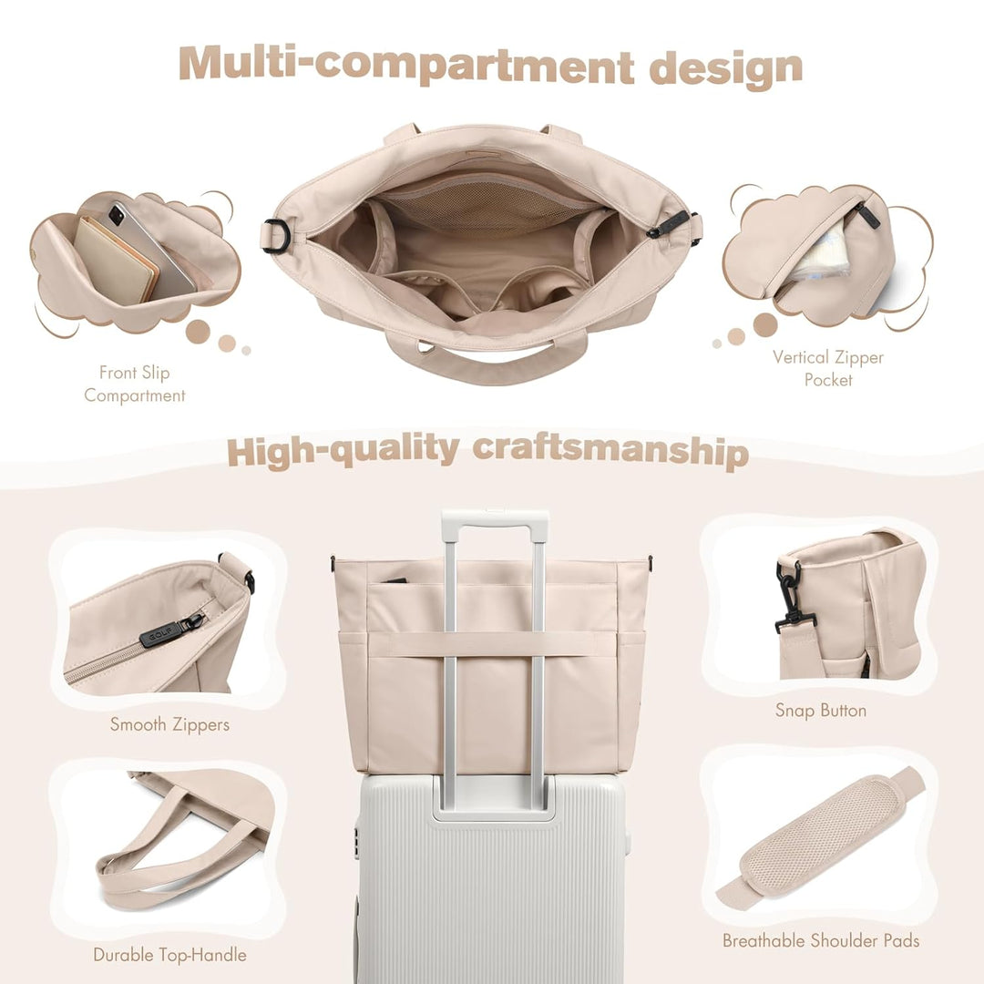 22L Puffer Wickeltasche, Lässige Umhängetasche für Mütter, Geräumige Shopper für Unterwegs, Apricot