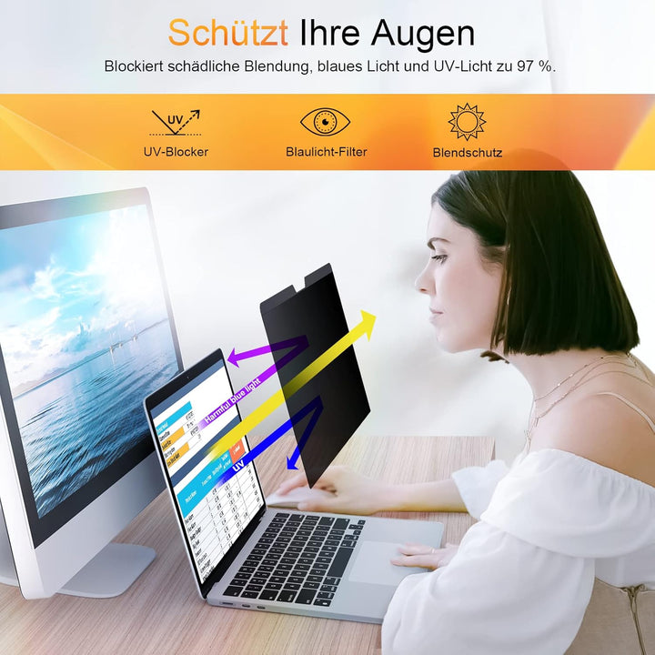 Magnetischer Blickschutzfilter für MacBook Air 13,6 Zoll 2022 Model A2681, Abnehmbar Anti-Blaulicht