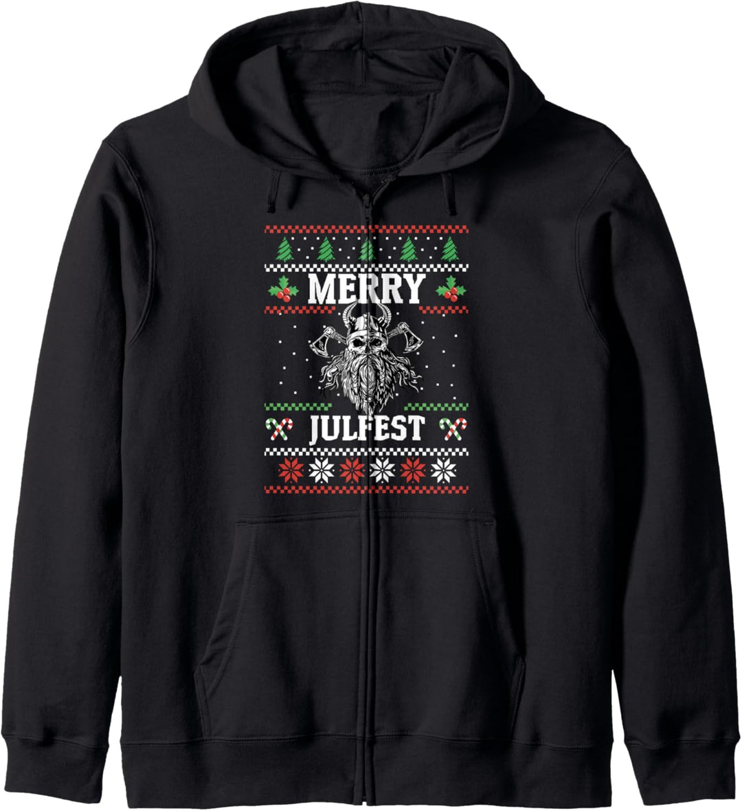 Merry Julfest Wikinger und Rock Metal Weihnachten Totenkopf Kapuzenjacke