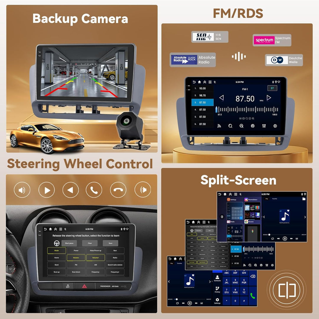 Hikity Android 15 4+64G Autoradio für Seat Ibiza Typ 6J 2012-2015 mit 9 Zoll Incell Touchscreen, Aut