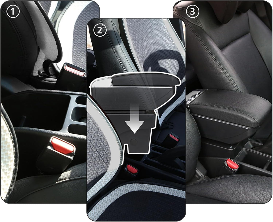 Auto Armlehnen für Corsa D 2006-2014 Doppelschicht Mittelkonsole Grosse Aufbewahrungsbox Schwarze Nä