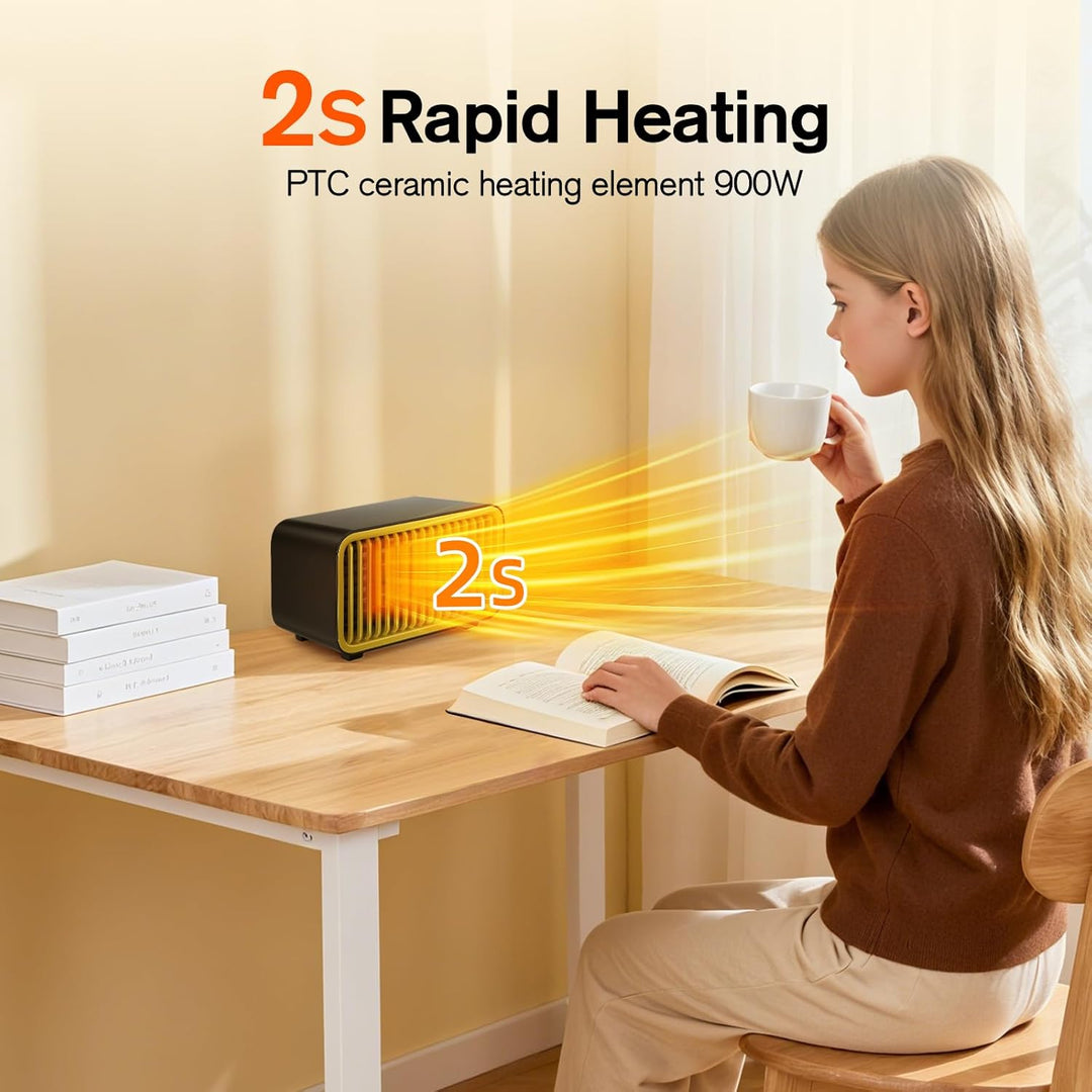 GARDTECH Heizlüfter Energiesparend, PTC Keramik Heizstrahler mit Kippschutz, 900 Watt Leiser Elektro