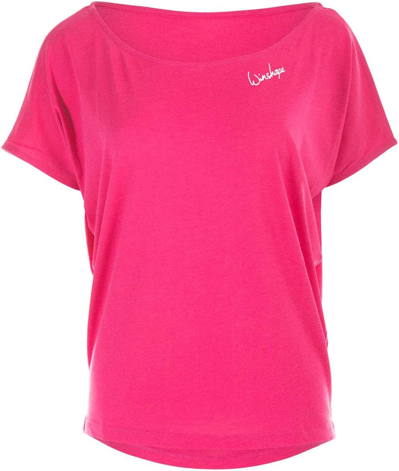 WINSHAPE Damen Ultra Leichtes Modal-Kurzarmshirt Mct002 mit Neon Pinkem „Love is The Answer” Glitzer