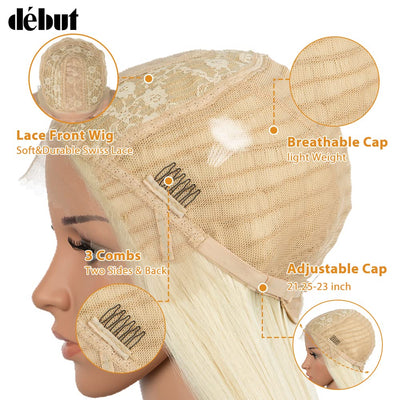 DÉBUT Lace Front Perücke Super lange Glatte Perücke für Damen 95 cm 260g Kunsthaar Hitzebeständige F