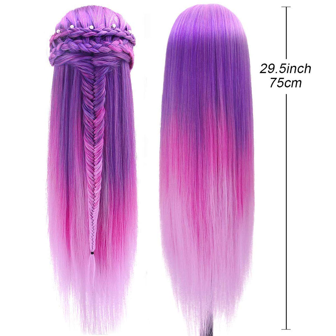 TopDirect 75cm Übungskopf Frisierkopf Friseur 100% Synthetisches Haar Perückenkopf Puppenkopf Traini