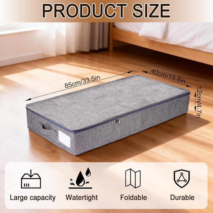 2stk Unterbett Aufbewahrungsbox mit Deckel, Unterbettkommode 12cm Hoch, Unterbett Aufbewahrung mit S