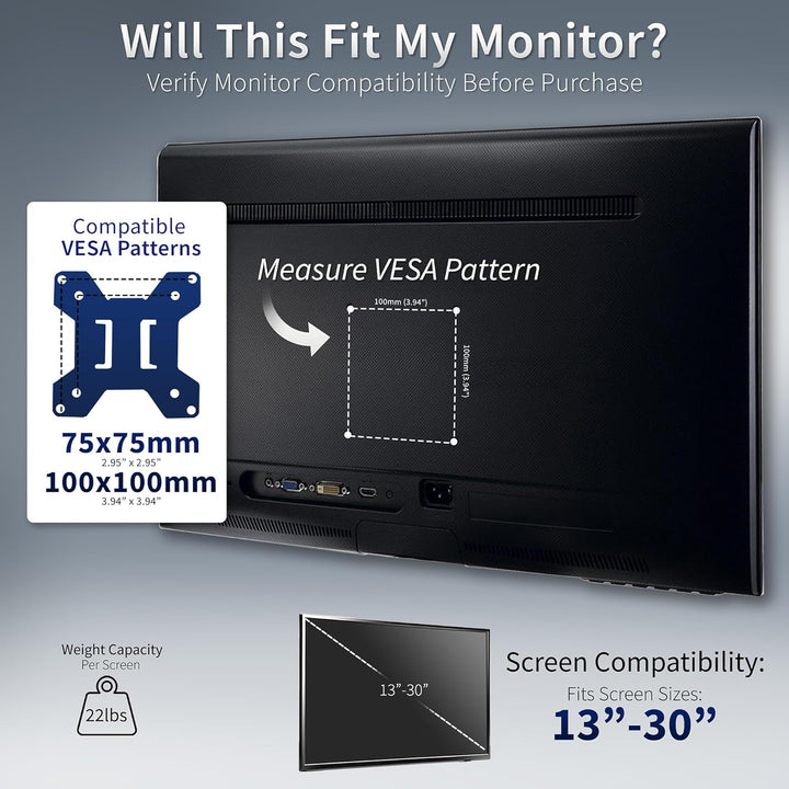 VIVO Dual LCD Monitor Desk Mount Stand Heavy Duty Fully Adjustable fits 2 /Two Screens up to 27" Sch