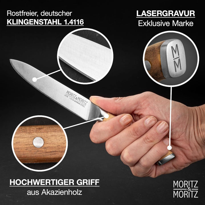 Moritz & Moritz Starter Messerset 3-teilig bestehend aus Universalmesser, Brotmesser und Gemüsemesse