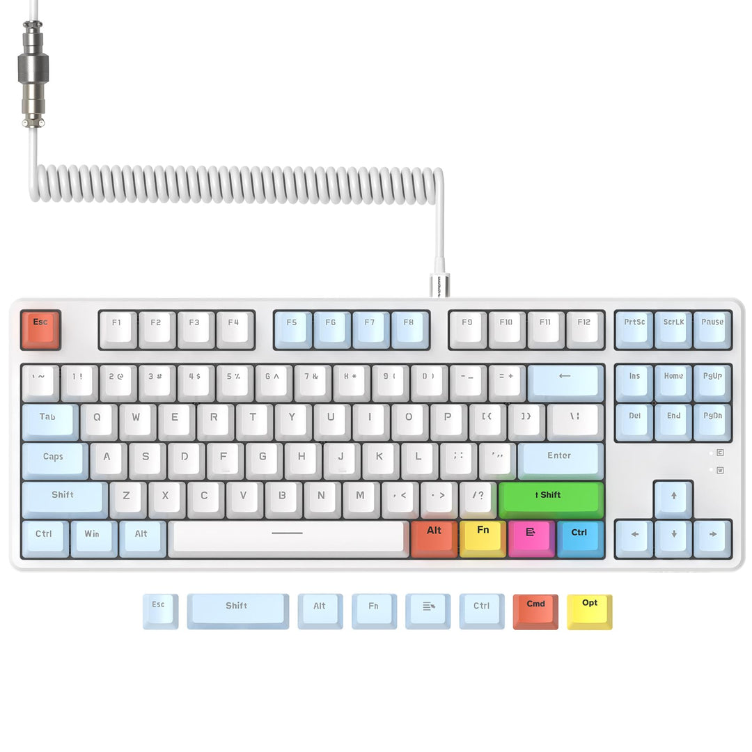AJAZZ AK873-75% Wired Gaming Tastatur mit Spiral USB-C Kabel-Hot Swappable Blue Switch Mechanische T