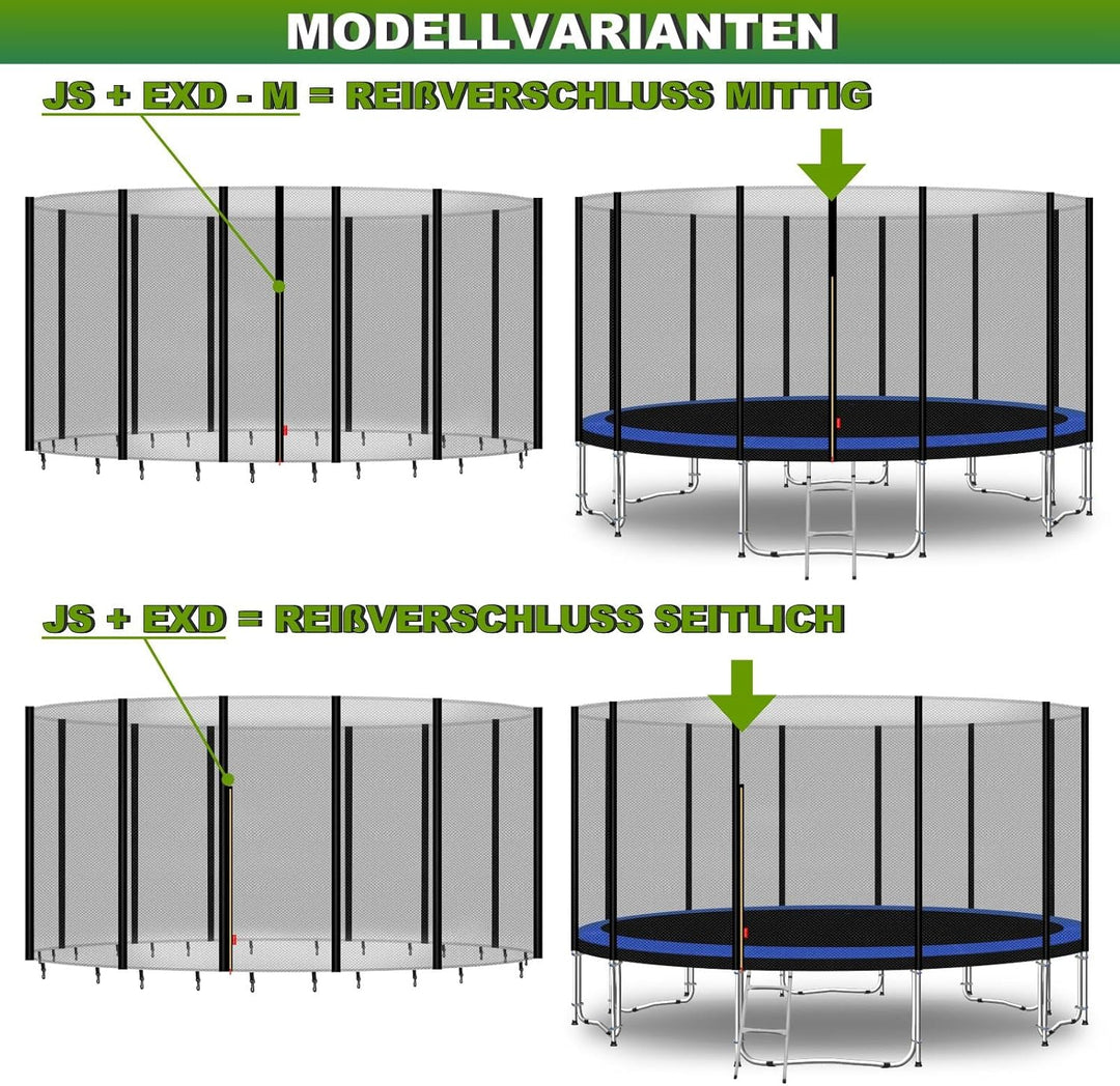 Baunsal® Trampolin Sicherheitsnetz Ø 183 185 244 250 275 277 300 305 366 370 335 337 396 400 427 430