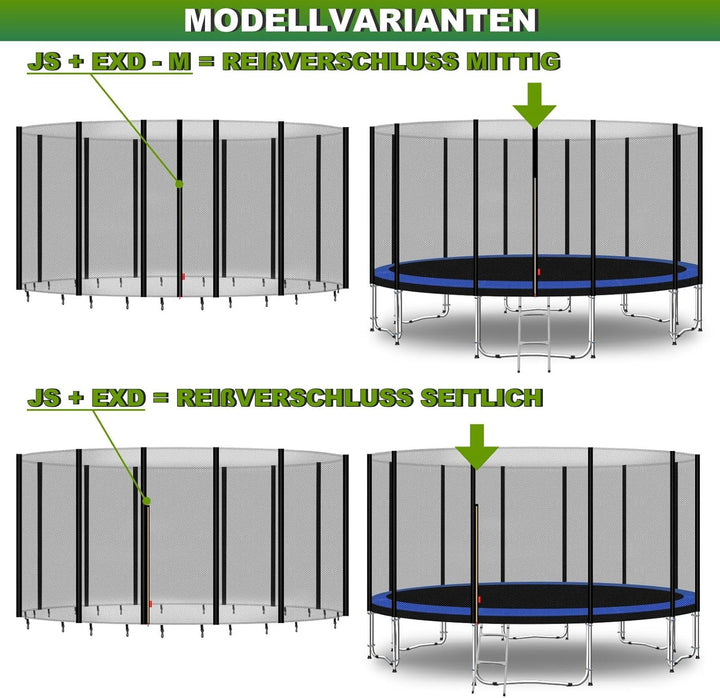 Baunsal® Trampolin Sicherheitsnetz Ø 183 185 244 250 275 277 300 305 366 370 335 337 396 400 427 430