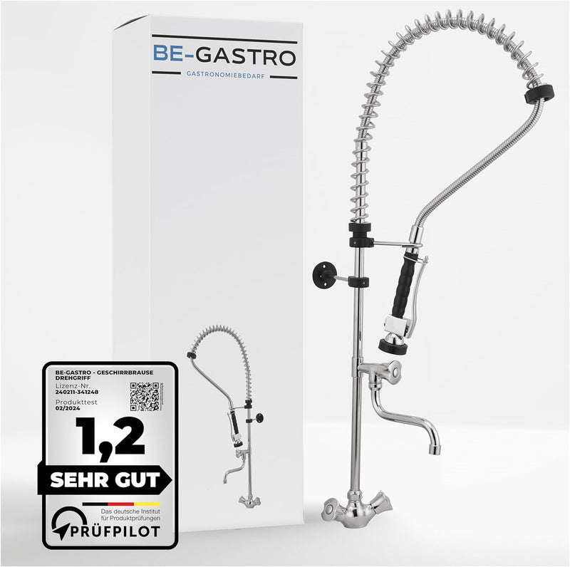 BE-GASTRO I Profi Gastro Geschirrbrause Einloch "Premium" Drehgriff inkl. Wasserhahn, Mischbatterie