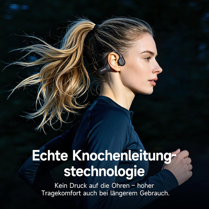 Knochenleitung Kopfhörer Bluetooth 6.1, IPX7 wasserdichte Open-Ear Kopfhörer mit Mikrofon, leichte B