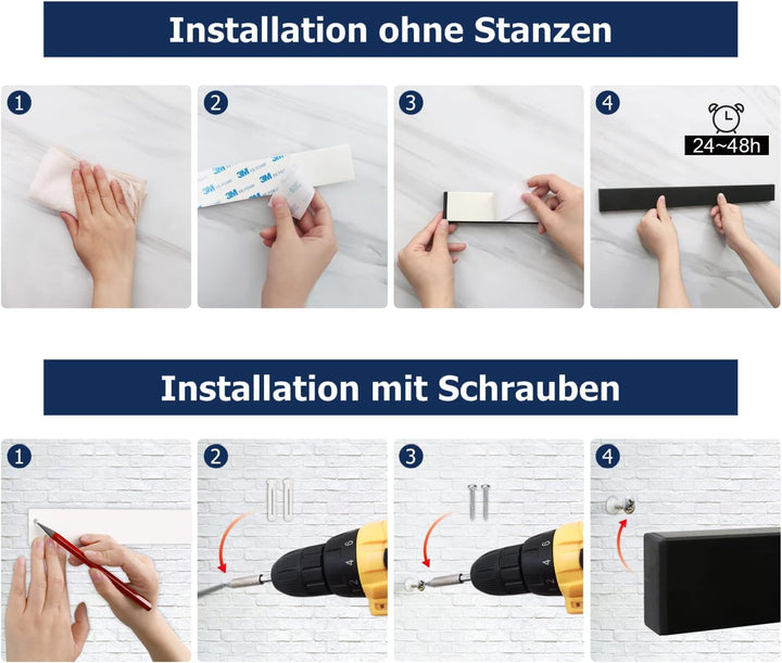 2 Stück Dmore Magnetleiste Messer, 2. Generation Upgrade, mit 3 Haken, 40 cm Messerhalter magnetisch
