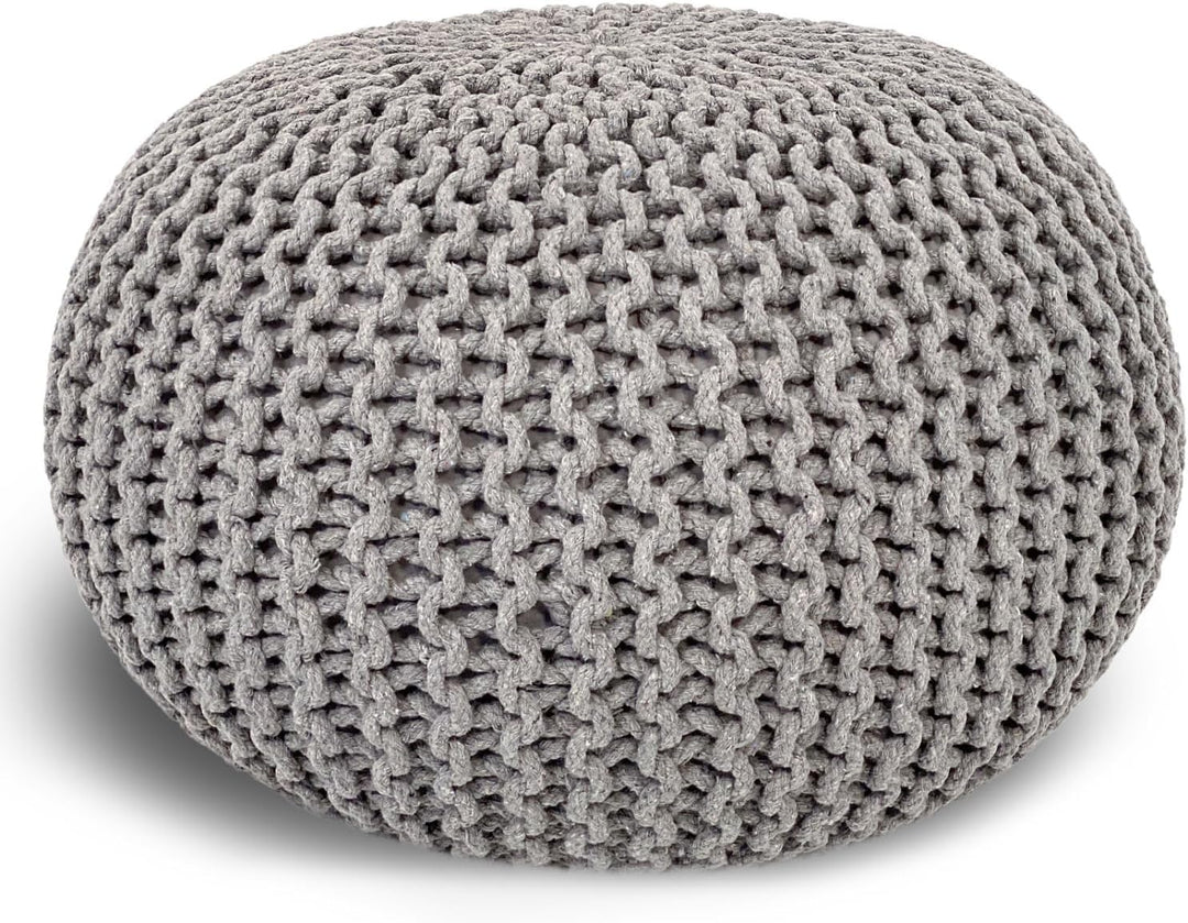 casamia Pouf Ø 55 o. 45 cm Sitzpouf Strickhocker Sitzpouf Bodenkissen nachhaltig Grobstrick Optik Gr