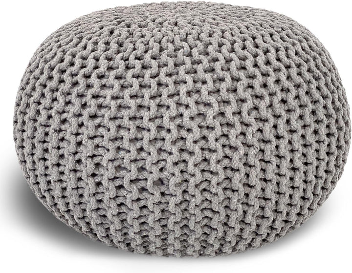 casamia Pouf Ø 55 o. 45 cm Sitzpouf Strickhocker Sitzpouf Bodenkissen nachhaltig Grobstrick Optik Gr