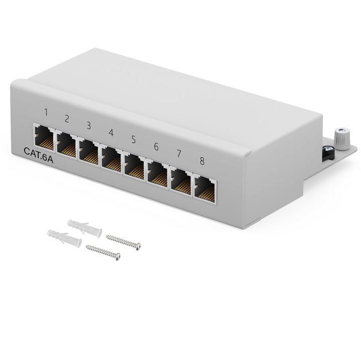 HB-DIGITAL 8-port CAT 6a LSA Patchpanel geschirmt Verteilerfeld Desktop & Wandmontage Patchfeld 8x R