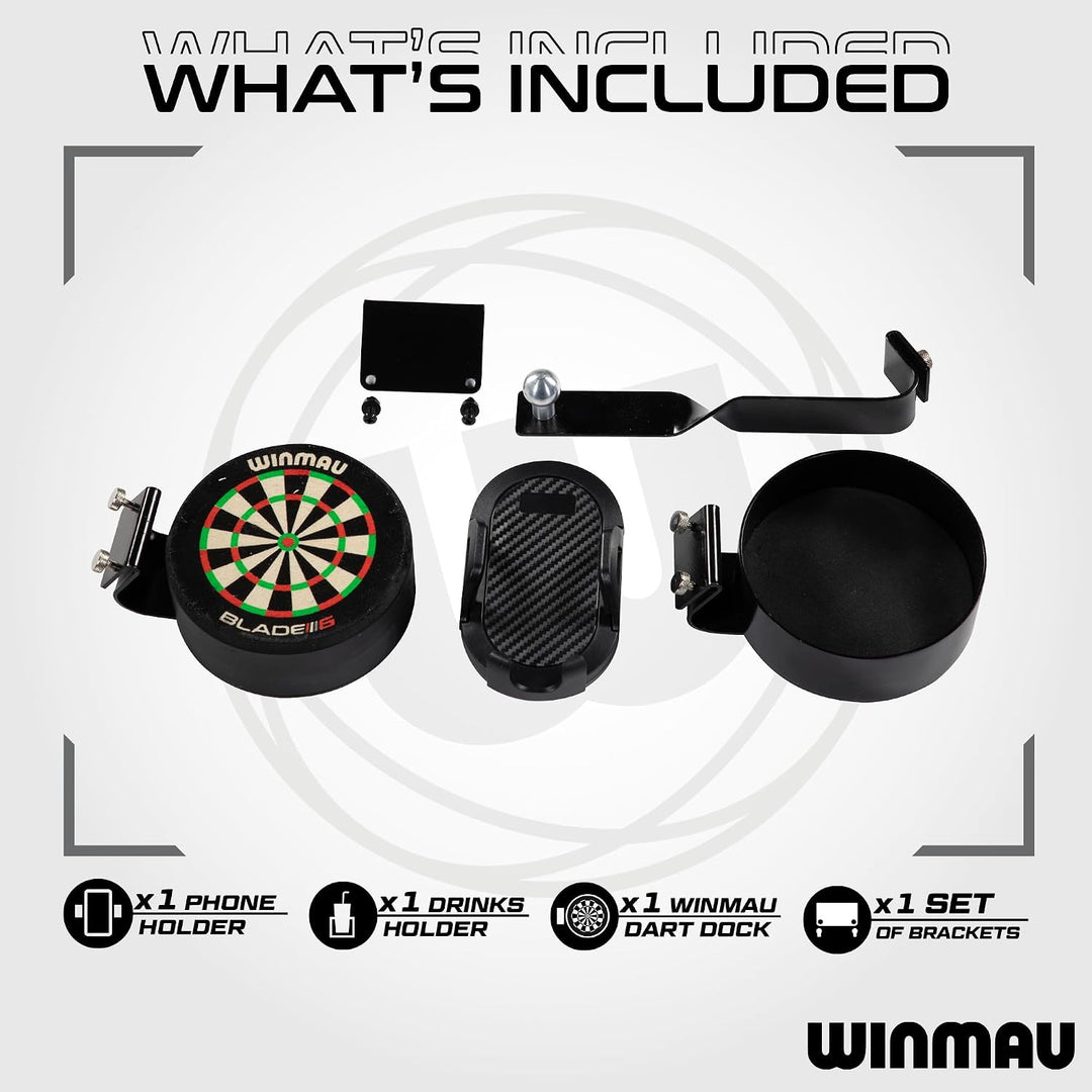 Winmau Plasma Zubehör Set Accessory Pack Telefonhalter, Getränkehalter, Laser Oche Halterung, Dart-D