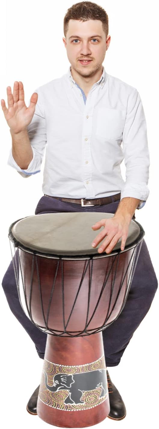 50cm Djembe Trommel Bongo Holztrommel Drum Darbuka Guter Klang Elefant Bemalt