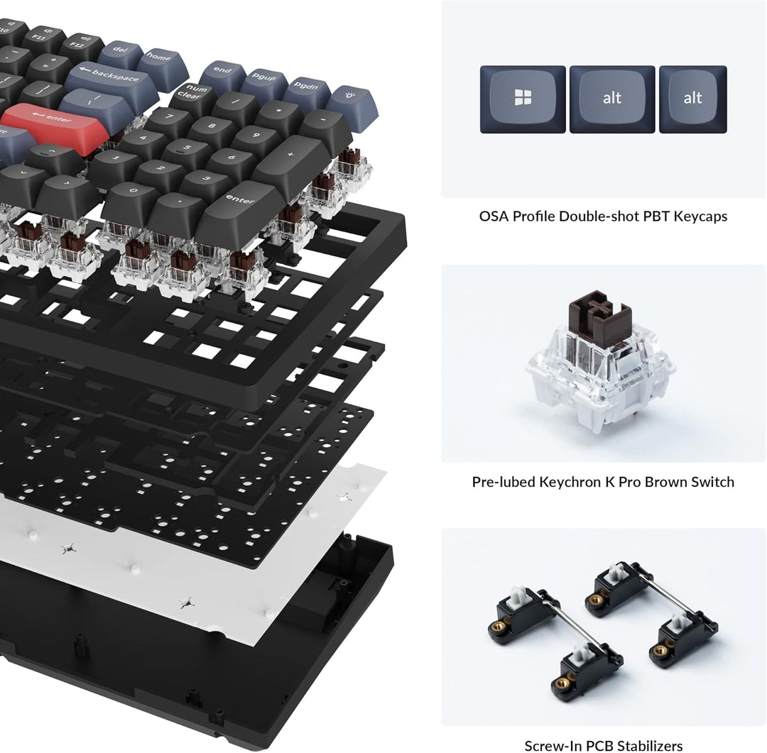 Keychron K4 Pro Custom mechanische Tastatur mit Hot-Swap-fähigem K Pro Brown-Schalter, QMK programmi