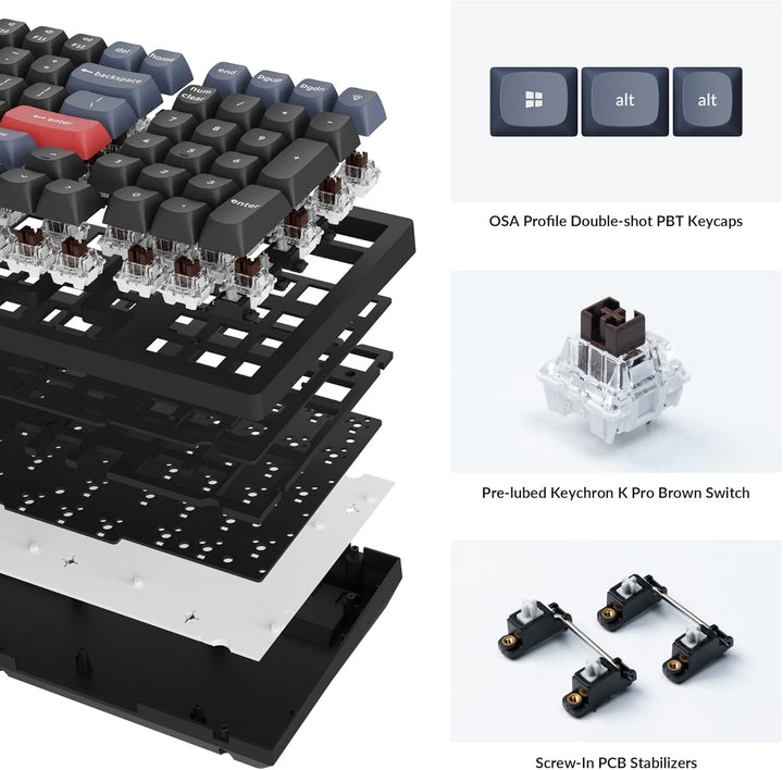 Keychron K4 Pro Custom mechanische Tastatur mit Hot-Swap-fähigem K Pro Brown-Schalter, QMK programmi