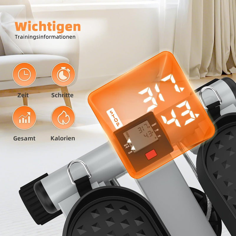 Niceday Mini Stepper für Zuhause | Up-Down Swing Stepper mit Power Ropes | Stepper Hometrainer mit L