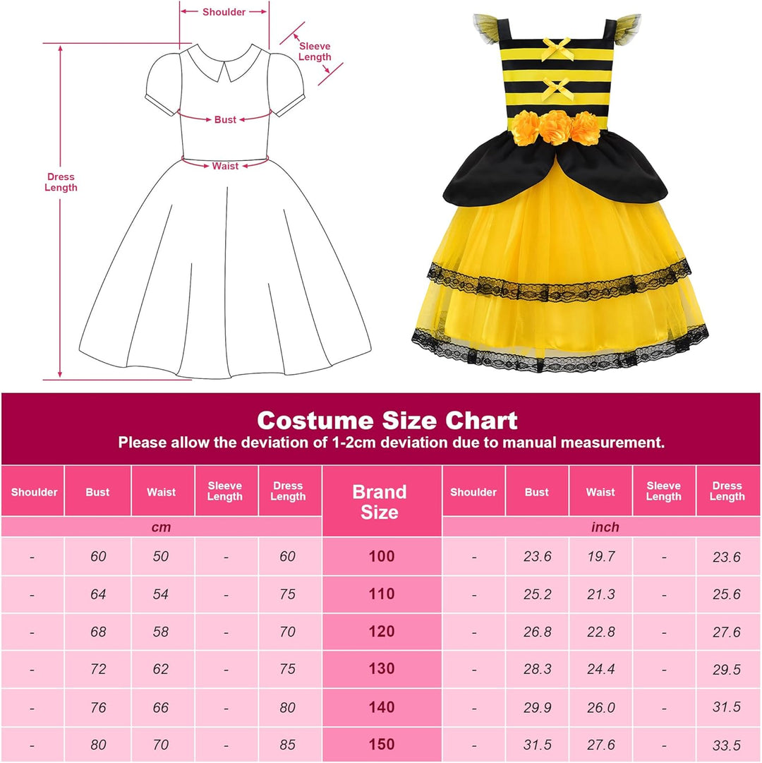 ReliBeauty Kostüm Biene Kinder mit Zubehöre 4-5Jahren/104-110cm(Etikett110), 4-5Jahren/104-110cm(Eti