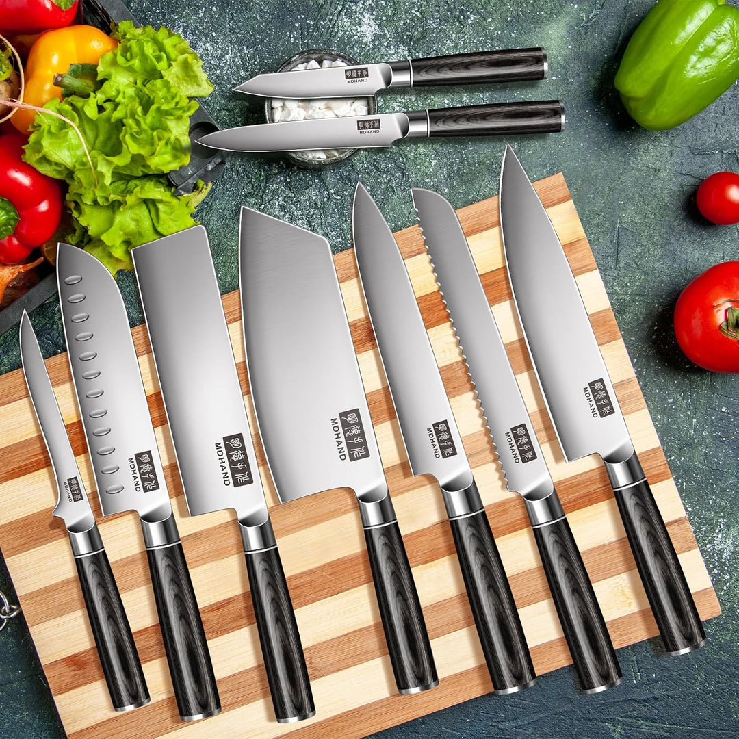 MDHAND 7-teilig Küchenmesser Set, Messerset aus hochwertigem Edelstahl, Profi Kochmesser mit Scharfe