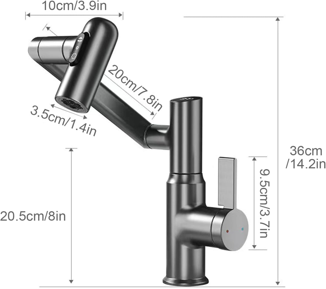 Wasserhahn, LED Temperaturanzeige, Drehbarer Multifunktionshahn, Spültischarmatur(3/8 Schnittstelle)