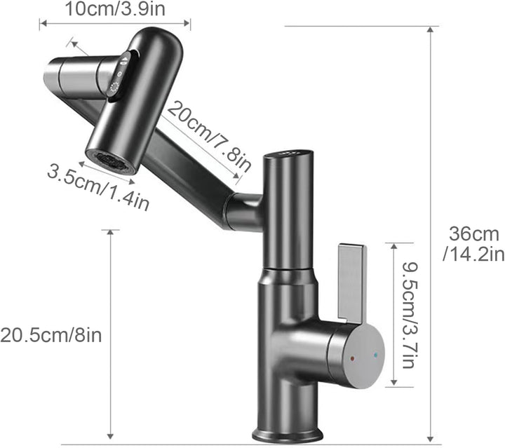 Wasserhahn, LED Temperaturanzeige, Drehbarer Multifunktionshahn, Spültischarmatur(3/8 Schnittstelle)