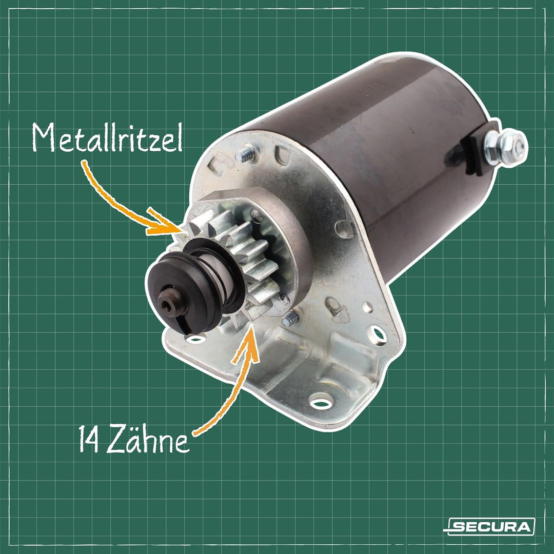 SECURA Anlasser kompatibel mit Briggs & Stratton Motor 693551 14 Zähne Starter 593934
