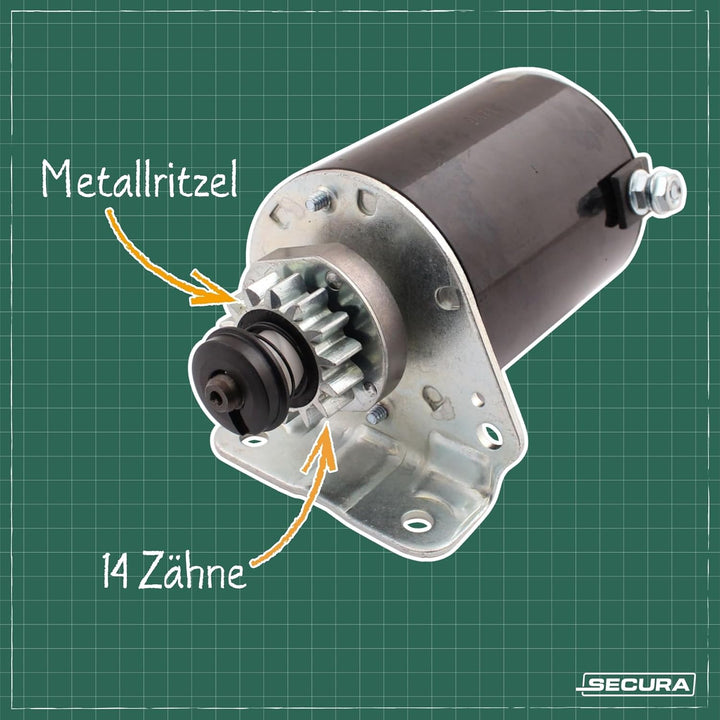 SECURA Anlasser kompatibel mit Briggs & Stratton Motor 693551 14 Zähne Starter 593934