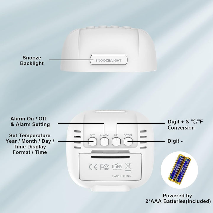 HOMVILLA Wecker Digital, Wecker Batteriebetrieben Bettseite - Tischuhren mit Temperaturanzeige, Schl